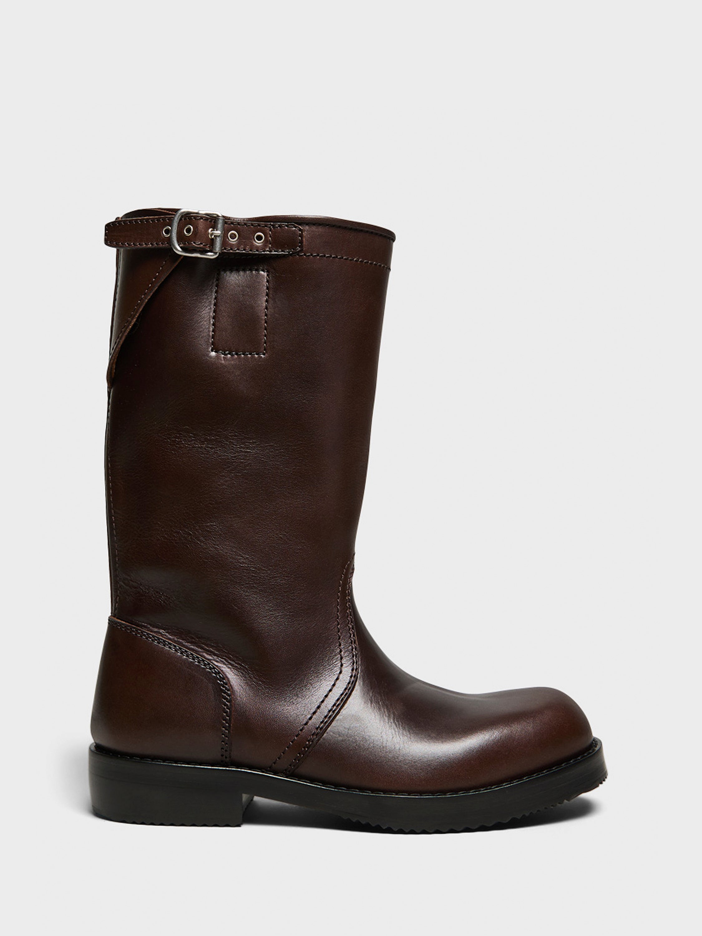 Dries Van Noten - Leather Biker Boots in Dark Brown