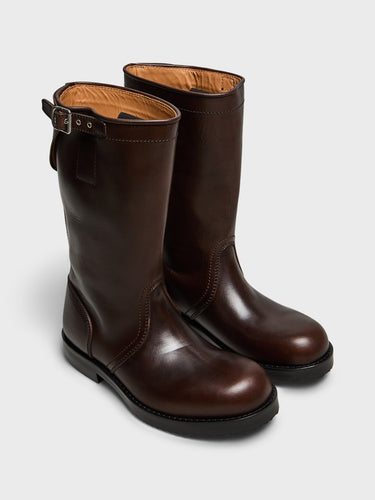 Dries Van Noten - Leather Biker Boots in Dark Brown
