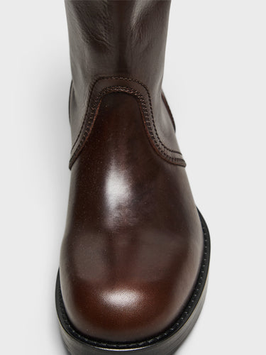 Dries Van Noten - Leather Biker Boots in Dark Brown