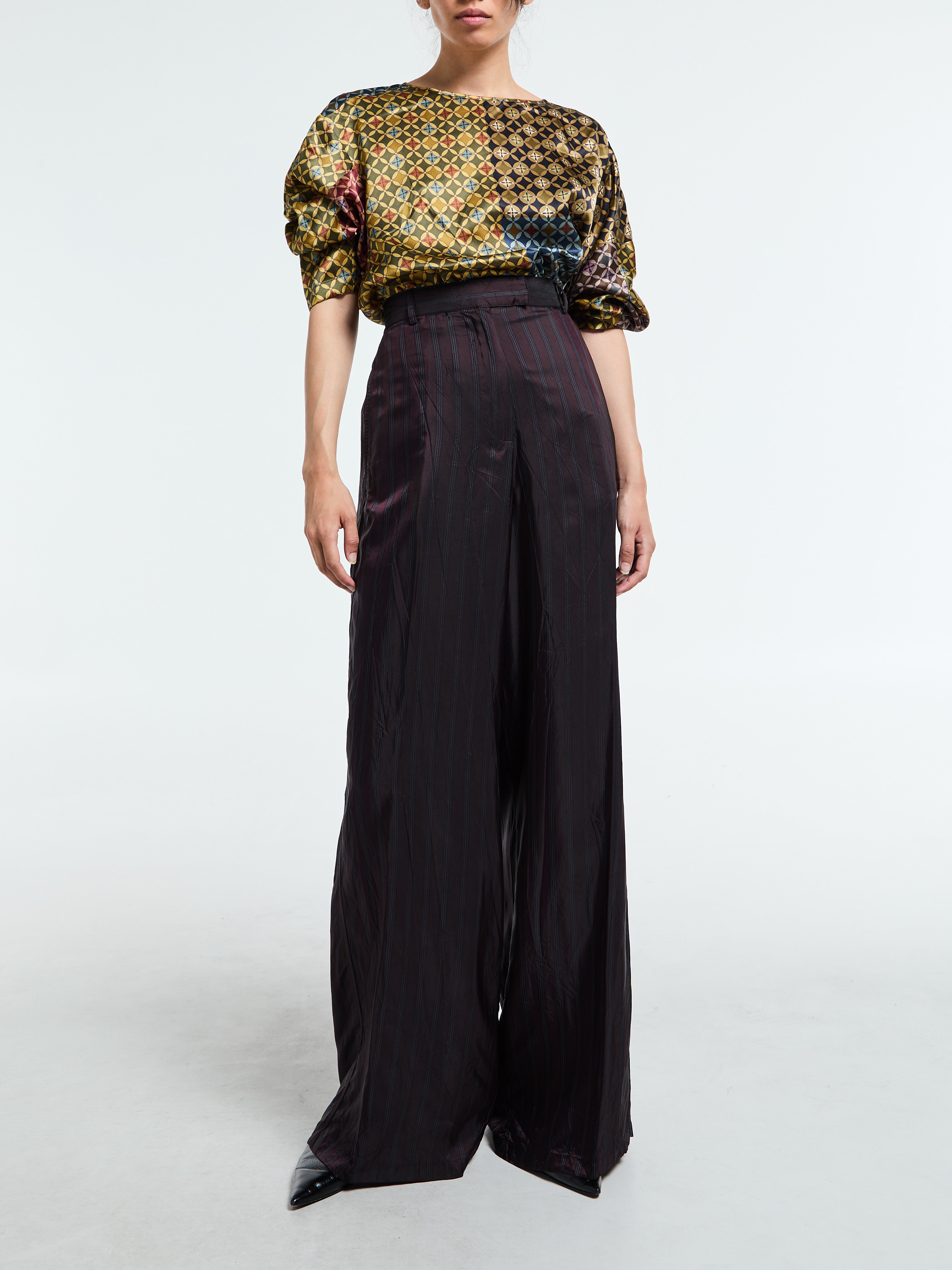 Dries Van Noten - Penn Wide Leg Pants in Burgundy