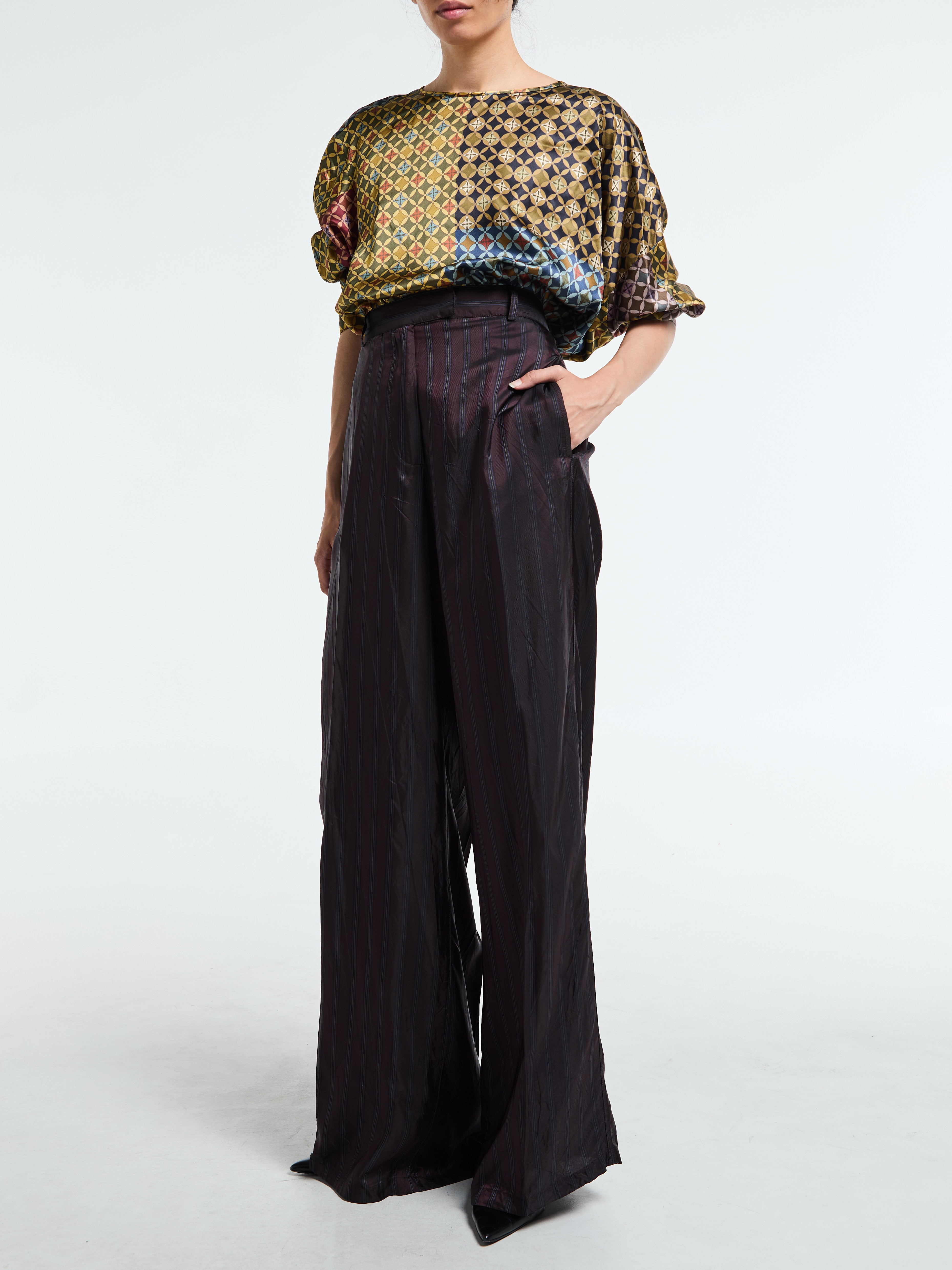 Dries Van Noten - Penn Wide Leg Pants in Burgundy