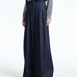 Dries Van Noten - Pleated denim wide-leg Pants in Indigo
