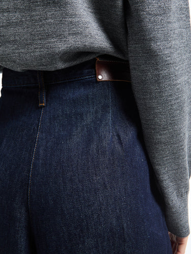 Dries Van Noten - Pleated denim wide-leg Pants in Indigo