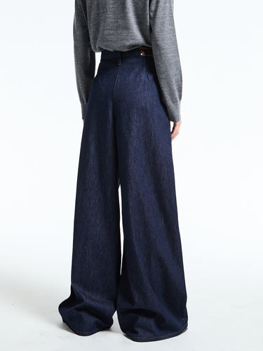 Dries Van Noten - Pleated denim wide-leg Pants in Indigo