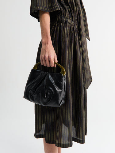 Dries Van Noten - Crisp Small Pleated Leather Bag in Black
