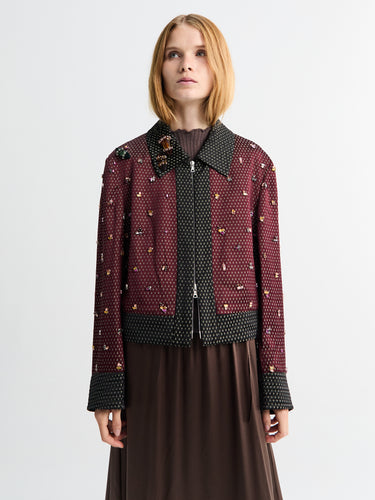 Dries Van Noten - Embellished Jacket in Burgundy