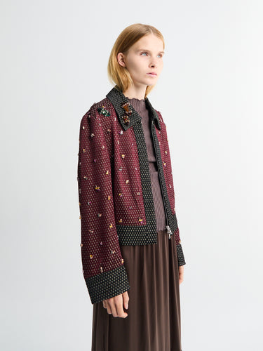 Dries Van Noten - Embellished Jacket in Burgundy