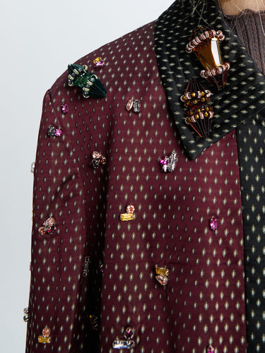 Dries Van Noten - Embellished Jacket in Burgundy