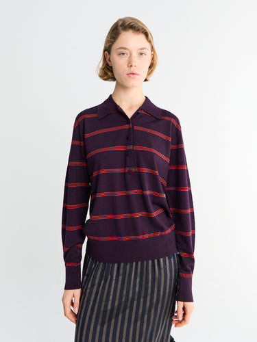 Dries Van Noten - Tuno Stripe Sweater in Dark Purple