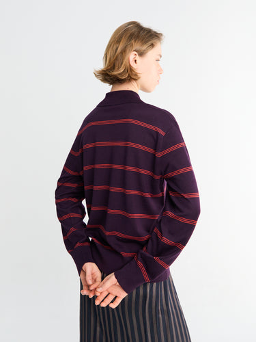 Dries Van Noten - Tuno Stripe Sweater in Dark Purple