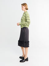 Dries Van Noten - Scotts Ruffle-Trim Striped Skirt in Navy