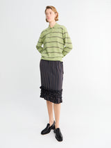 Dries Van Noten - Scotts Ruffle-Trim Striped Skirt in Navy