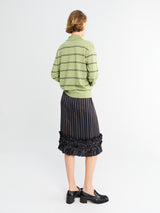 Dries Van Noten - Scotts Ruffle-Trim Striped Skirt in Navy