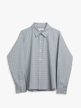 Dunst - Unisex Cropped Checked Shirt in Soft Blue Check