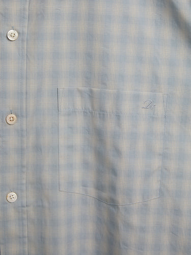 Dunst - Unisex Cropped Checked Shirt in Soft Blue Check