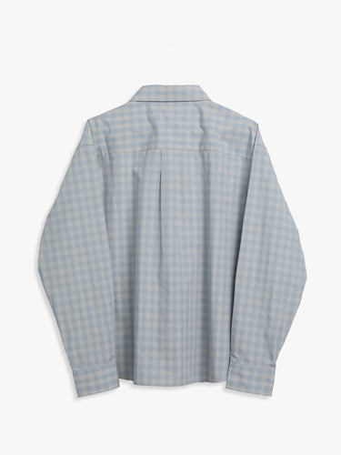 Dunst - Unisex Cropped Checked Shirt in Soft Blue Check