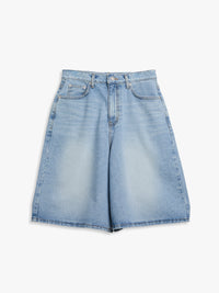 Relaxed Bermuda Denim Shorts in Light Blue