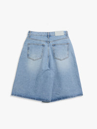 Relaxed Bermuda Denim Shorts in Light Blue