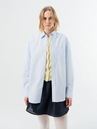 Dunst - Unisex Oversized Striped Shirt in Sky Blue Stripe