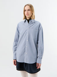 Dunst - Unisex 2-Way Oversized Striped Shirt in Blue Stripe