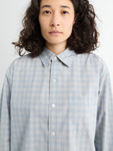 Dunst - Unisex Cropped Checked Shirt in Soft Blue Check