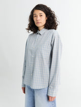 Dunst - Unisex Cropped Checked Shirt in Soft Blue Check