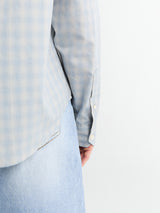 Dunst - Unisex Cropped Checked Shirt in Soft Blue Check