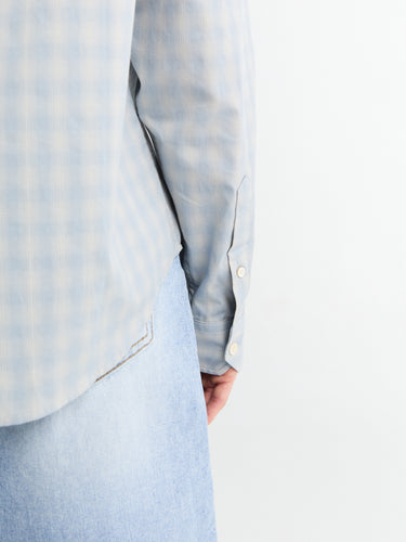 Dunst - Unisex Cropped Checked Shirt in Soft Blue Check