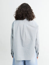 Dunst - Unisex Cropped Checked Shirt in Soft Blue Check