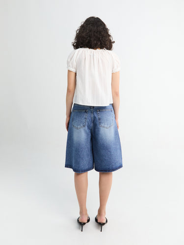 Dunst - Relaxed Bermuda Denim Shorts in Classic Blue