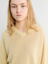 Dunst - Unisex V-Neck Sweater in Soft Yellow
