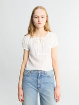 Dunst - Ribboned Shirring Blouse in Off-White