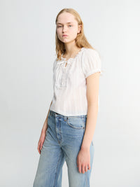 Dunst - Ribboned Shirring Blouse in Off-White