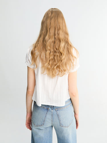 Dunst - Ribboned Shirring Blouse in Off-White