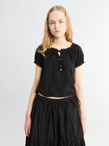 Dunst - Ribboned Shirring Blouse in Black