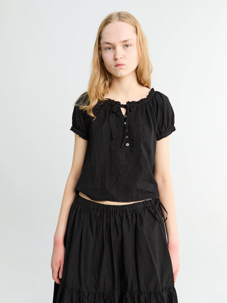 Dunst - Ribboned Shirring Blouse in Black – Stoy