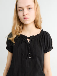 Dunst - Ribboned Shirring Blouse in Black