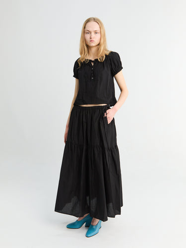 Dunst - Tiered Maxi Skirt in Black