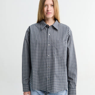 Dunst - Cropped Checked Shirt in Navy Check