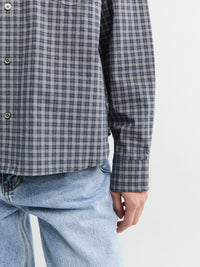 Cropped Checked Shirt in Navy Check