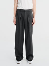 Dunst - Double Pleated Wide Slacks in Charcoal Grey