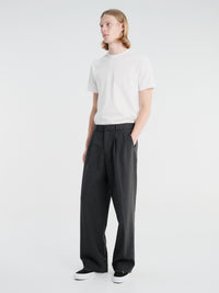 Dunst - Double Pleated Wide Slacks in Charcoal Grey