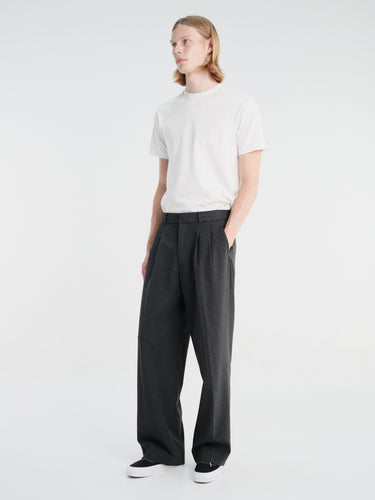 Dunst - Double Pleated Wide Slacks in Charcoal Grey