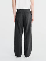 Dunst - Double Pleated Wide Slacks in Charcoal Grey