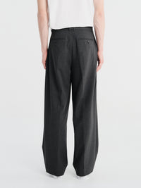 Dunst - Double Pleated Wide Slacks in Charcoal Grey