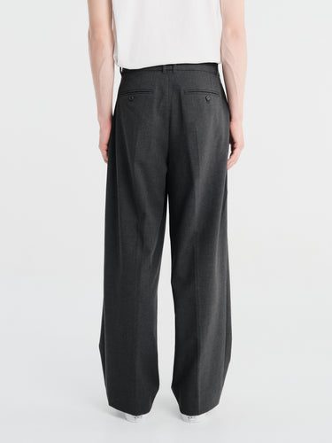 Dunst - Double Pleated Wide Slacks in Charcoal Grey