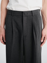 Dunst - Double Pleated Wide Slacks in Charcoal Grey