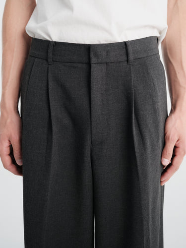 Dunst - Double Pleated Wide Slacks in Charcoal Grey