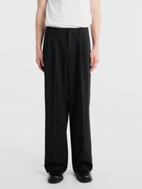 Dunst - Double Pleated Wide Slacks in Black