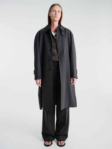 Dunst - Unisex H-Line Wool Mac Coat in Charcoal Grey
